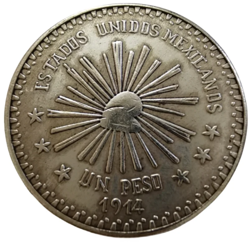 Мексиканская Посеребренная монета Дуранго, 1914 г., 1 песо, копия
Мексиканская Посеребренная монета Дуранго, 1914 г., 1 песо, копия