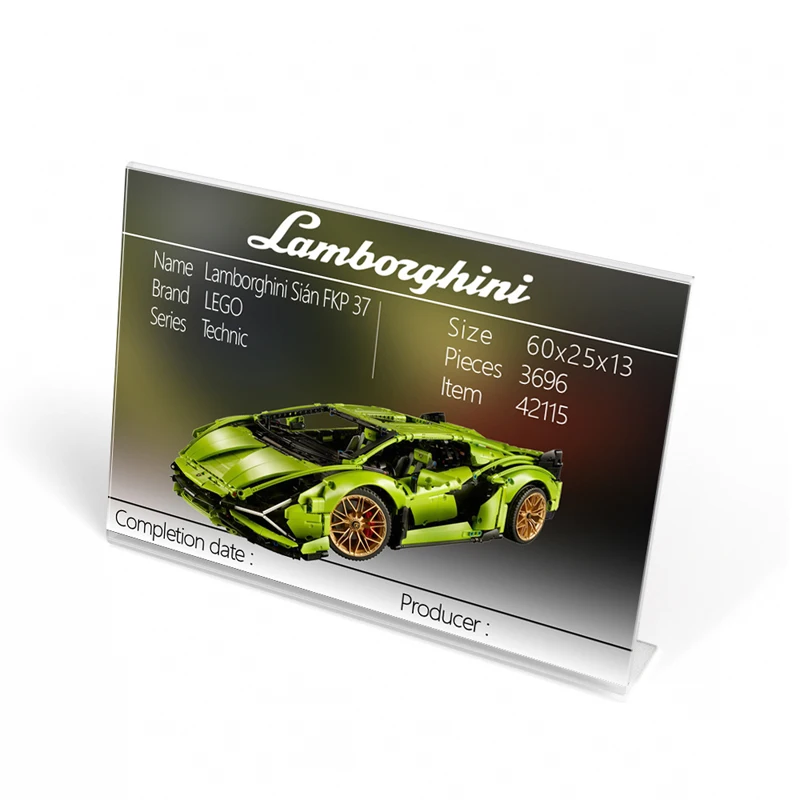 Акриловая табличка для конструктора Lego 42115 г., Lamborghini sian, детали для конструктора, игрушки, модель автомобиля, карточка, табличка на заказ
Акриловая табличка для конструктора Lego 42115 г., Lamborghini sian, детали для конструктора, игрушки, модель автомобиля, карточка, табличка на заказ