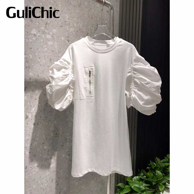 8.29 GuliChic Women Fashion Patchwork Zipper Pocket Ruched Puff Sleeve White T-Shirt Dress
8.29 GuliChic Women Fashion Patchwork Zipper Pocket Ruched Puff Sleeve White T-Shirt Dress