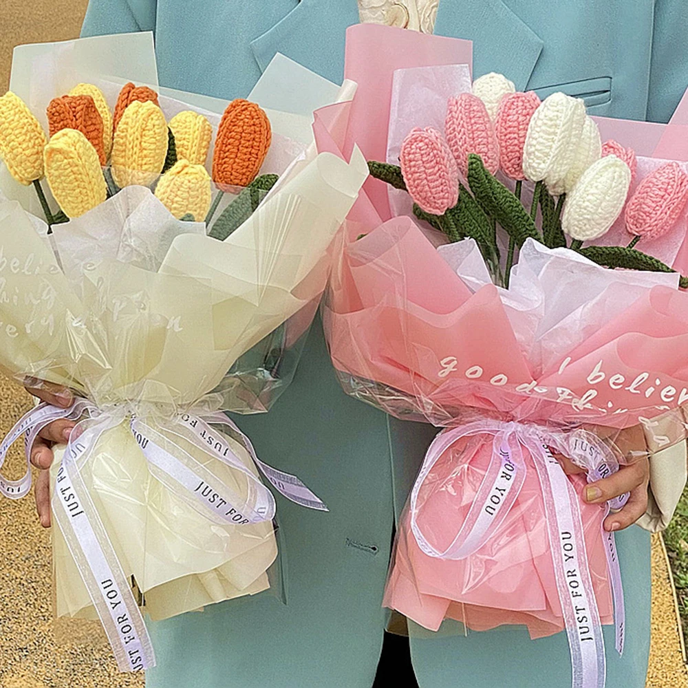 Knitting Flower Finished Hand-Woven Rose Lily Of The Orchid Tulip Simulation Flower Wool Knitted Bouquet Floral Decoration Gift
Knitting Flower Finished Hand-Woven Rose Lily Of The Orchid Tulip Simulation Flower Wool Knitted Bouquet Floral Decoration Gift