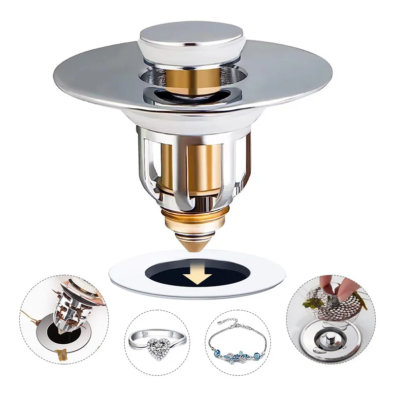 Universal Stainless Steel Basin Pop-Up Bounce Core Basin Drain Filter Hair Catcher Sink Strainer Bathtub Stopper Bathroom Tools
Universal Stainless Steel Basin Pop-Up Bounce Core Basin Drain Filter Hair Catcher Sink Strainer Bathtub Stopper Bathroom Tools