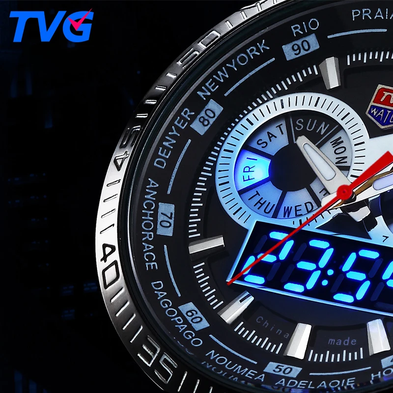 Мужские кварцевые часы с двойным дисплеем мужские t Move TVG 468 Роскошные военные
