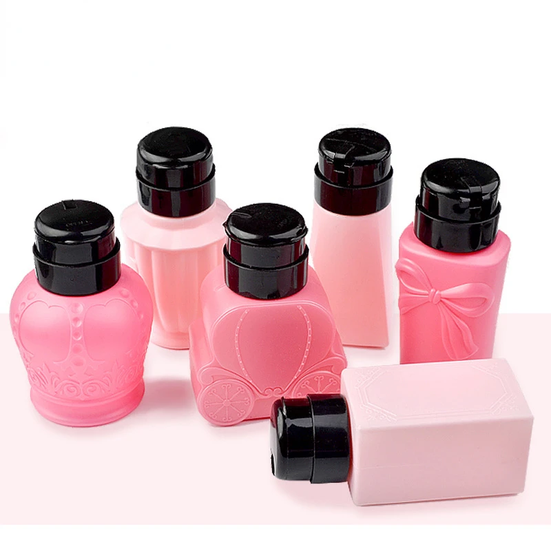 6 Types Pink Cute Bowknot Pump Dispenser Liquid Alcohol Press Nail Polish Remover Cleaner Bottle Make Up Refillable Container
6 Types Pink Cute Bowknot Pump Dispenser Liquid Alcohol Press Nail Polish Remover Cleaner Bottle Make Up Refillable Container