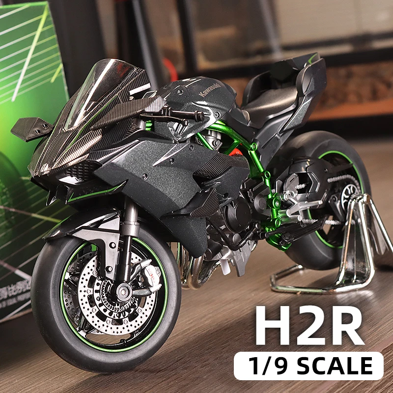 

1:9 Scale Kawasuki H2r Ninja Motorcycle Model Alloy Diecast Vehicle Racing Collection Simulation Sound & Light Gift For Kids