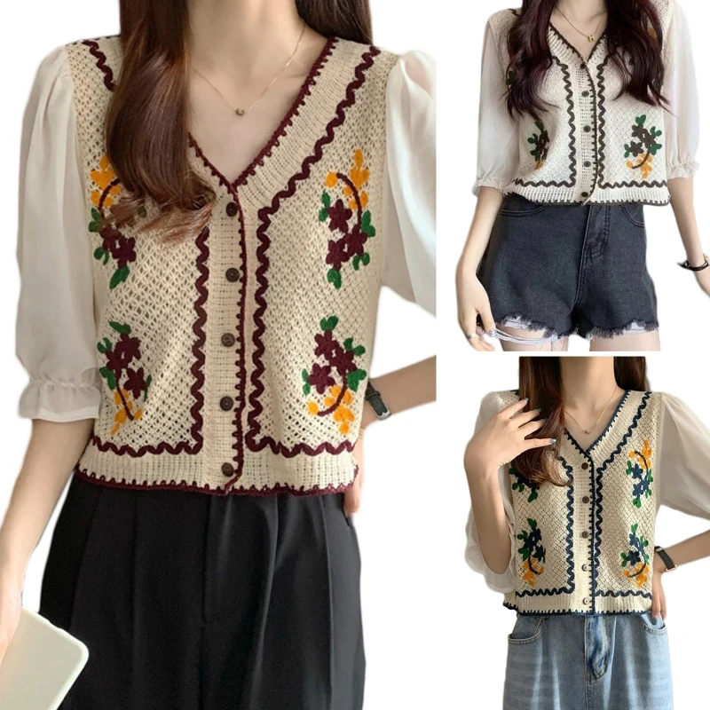 Women Casual V-Neck Button Down Cropped Cardigan Chiffon Puff Half Sleeve Hollow Crochet Knit Floral Jacket Blouse Shirt
Women Casual V-Neck Button Down Cropped Cardigan Chiffon Puff Half Sleeve Hollow Crochet Knit Floral Jacket Blouse Shirt