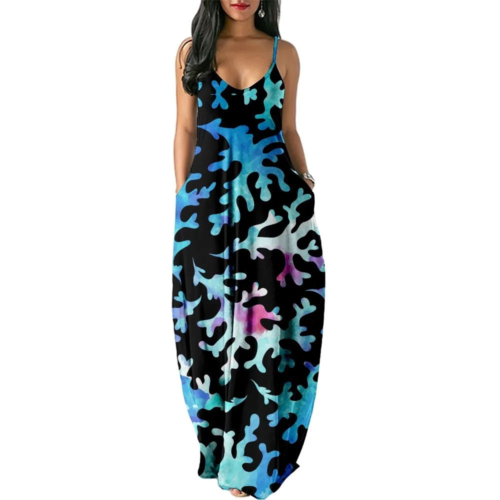 Retro Noise Texture Print Style Printing Women Dress Casual Short Sleeve Camisole Dress Loose Long Double Pocket Dress
Retro Noise Texture Print Style Printing Women Dress Casual Short Sleeve Camisole Dress Loose Long Double Pocket Dress