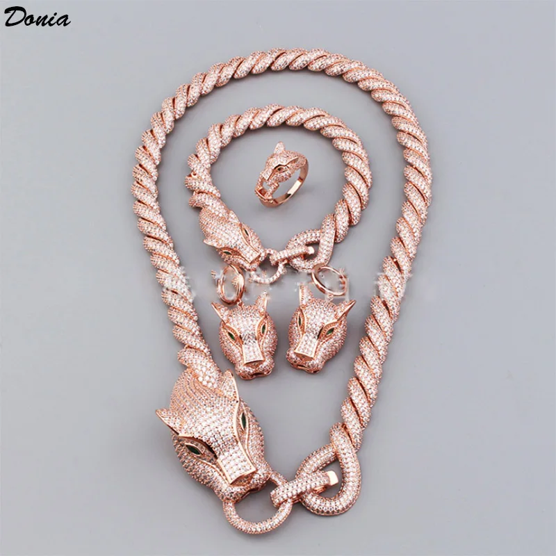 Donia jewelry New personality leopard ring luxury bracelet AAA zircon earrings fashion necklace set for men and women jewelry
Donia jewelry New personality leopard ring luxury bracelet AAA zircon earrings fashion necklace set for men and women jewelry