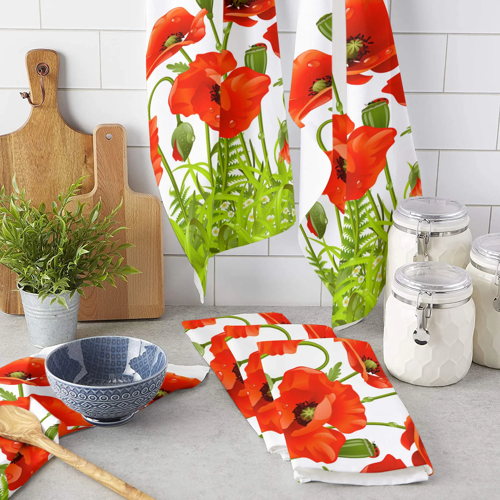 Кухонное полотенце с красными цветами и зелеными листьями, белое бытовое кухонное полотенце из микрофибры, аксессуары для уборки
Кухонное полотенце с красными цветами и зелеными листьями, белое бытовое кухонное полотенце из микрофибры, аксессуары для уборки