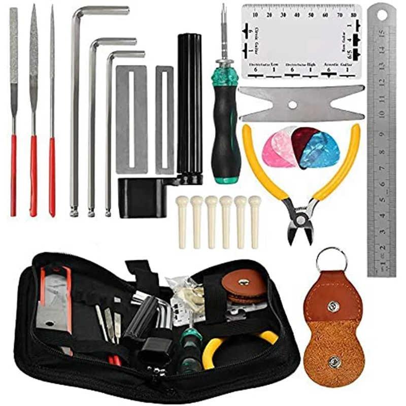 Guitar Tool Kits,28Pcs Repair Setup Maintenance Adjustments With Carry Bag DIY For Electric Guitar, Ukulele, Bass Banjo
Guitar Tool Kits,28Pcs Repair Setup Maintenance Adjustments With Carry Bag DIY For Electric Guitar, Ukulele, Bass Banjo