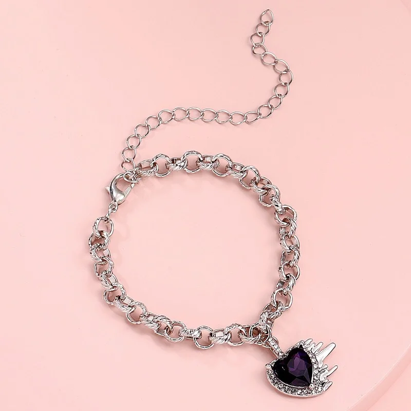 Purple Crystal Cuban Heart Charm Bracelet for Women Girl Hip Hop Punk Gothic Fringe Link Chains Gemstone Bracelet Party Jewelry
Purple Crystal Cuban Heart Charm Bracelet for Women Girl Hip Hop Punk Gothic Fringe Link Chains Gemstone Bracelet Party Jewelry