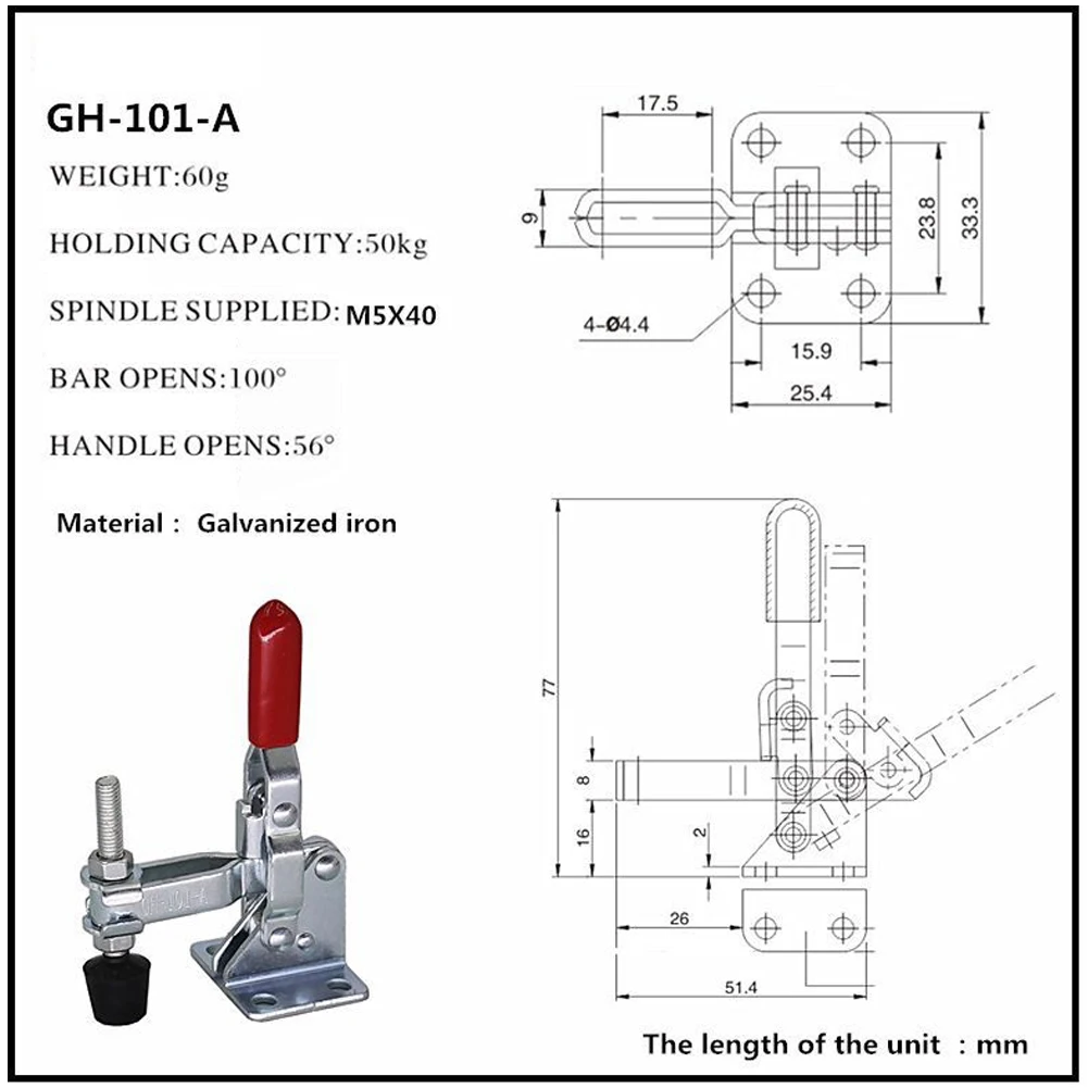 2pcs GH-101A Quick Release Toggle Clamps 50Kg 110lbs Vertical Horizontal Clamp Woodworking Fixing Clip Carpentry Tools
2pcs GH-101A Quick Release Toggle Clamps 50Kg 110lbs Vertical Horizontal Clamp Woodworking Fixing Clip Carpentry Tools