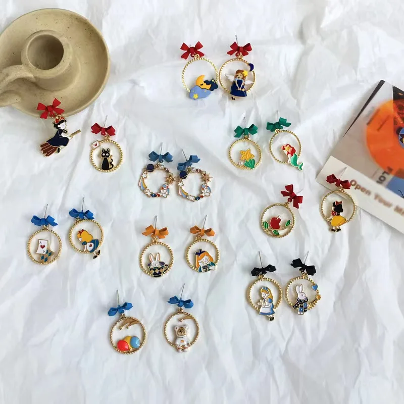 Princess Asymmetric Earrings Dangle Lovely Anime Cartoon Mermaid Bow Angel Fairy Tale Pendant For Girl Party Fashion Jewelry
Princess Asymmetric Earrings Dangle Lovely Anime Cartoon Mermaid Bow Angel Fairy Tale Pendant For Girl Party Fashion Jewelry