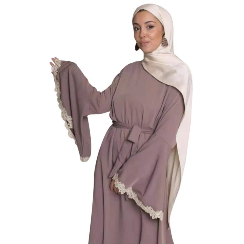 Fashion Lace Patchwork Flare Sleeve Kaftan Abaya Dresses Ramadan Robes Women's Moroccan Evening Gown for Party Ordinary
Fashion Lace Patchwork Flare Sleeve Kaftan Abaya Dresses Ramadan Robes Women's Moroccan Evening Gown for Party Ordinary