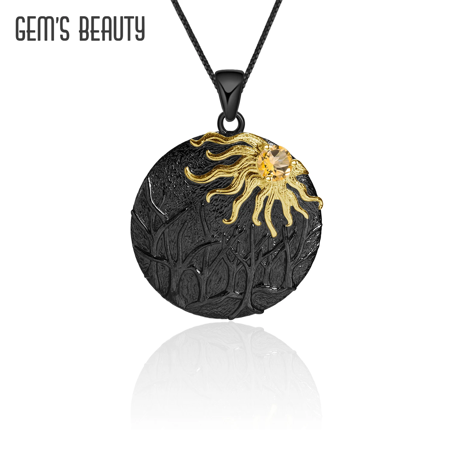 GEM'S BEAUTY 925 Sterling Silver Black Plated Sun Pendant Necklace For Women Chain Link Necklaces Silver 925 Fine Jewelry
GEM'S BEAUTY 925 Sterling Silver Black Plated Sun Pendant Necklace For Women Chain Link Necklaces Silver 925 Fine Jewelry