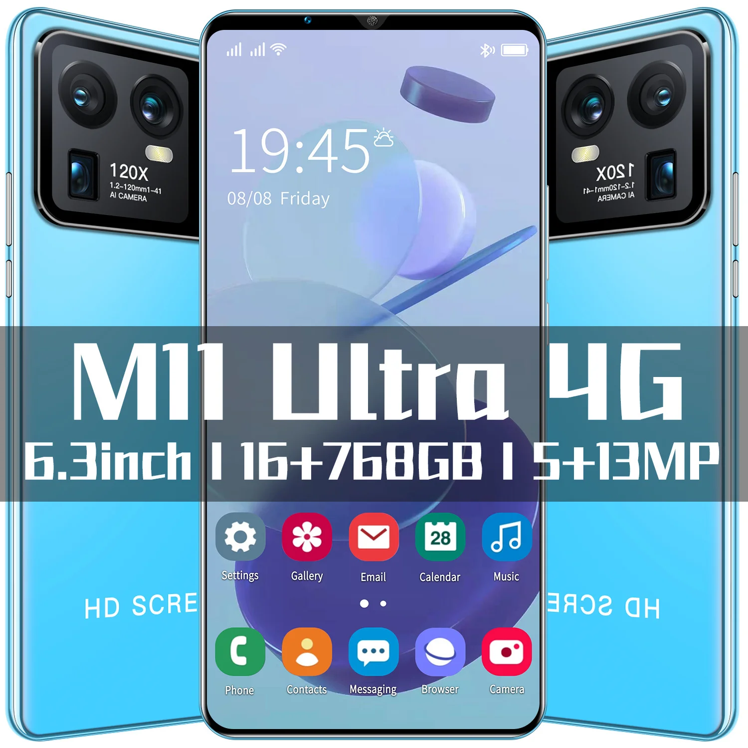 Cheapest Powerful Smart Phone M11 Ultra 6.3 Inch 16GB RAM 768GB ROM Dual Sim Unlocked Smartphone Android 10.0 4G/5G Mobile Phone
Cheapest Powerful Smart Phone M11 Ultra 6.3 Inch 16GB RAM 768GB ROM Dual Sim Unlocked Smartphone Android 10.0 4G/5G Mobile Phone