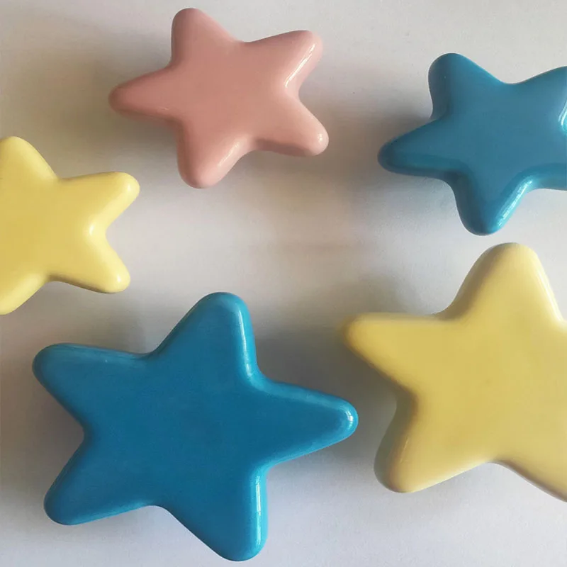 

10x Star Ceramic Cabinet Drawer Knobs Porcelain Kids Wardrobe Handles For Closet Cupboard Kitchen Furniture Pulls Hooks