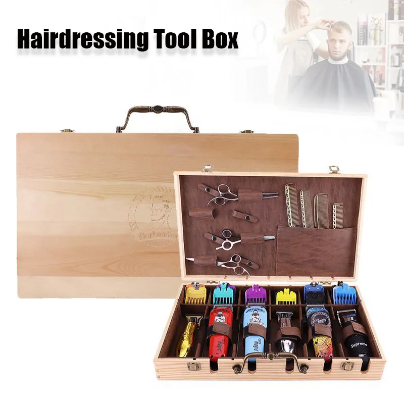 

Salon Hairdressing Tool Storage Box Barber Clipper Hair Scissors Comb Hairdresser Wood Case Larg Capacity Suitcase
