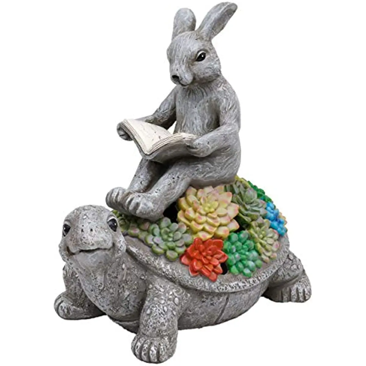 Rabbit on Tortoise Garden Ornaments Outdoor with Solar Lights, Bunny and Turtle Animal Funny Statues Figurines for Garden 
Rabbit on Tortoise Garden Ornaments Outdoor with Solar Lights, Bunny and Turtle Animal Funny Statues Figurines for Garden