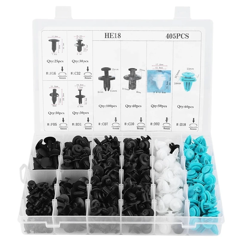405 Pcs Car Plastic Rivets Fastener Fender Bumper Push Pin Clips Plastics for Toyota Hyundai
405 Pcs Car Plastic Rivets Fastener Fender Bumper Push Pin Clips Plastics for Toyota Hyundai