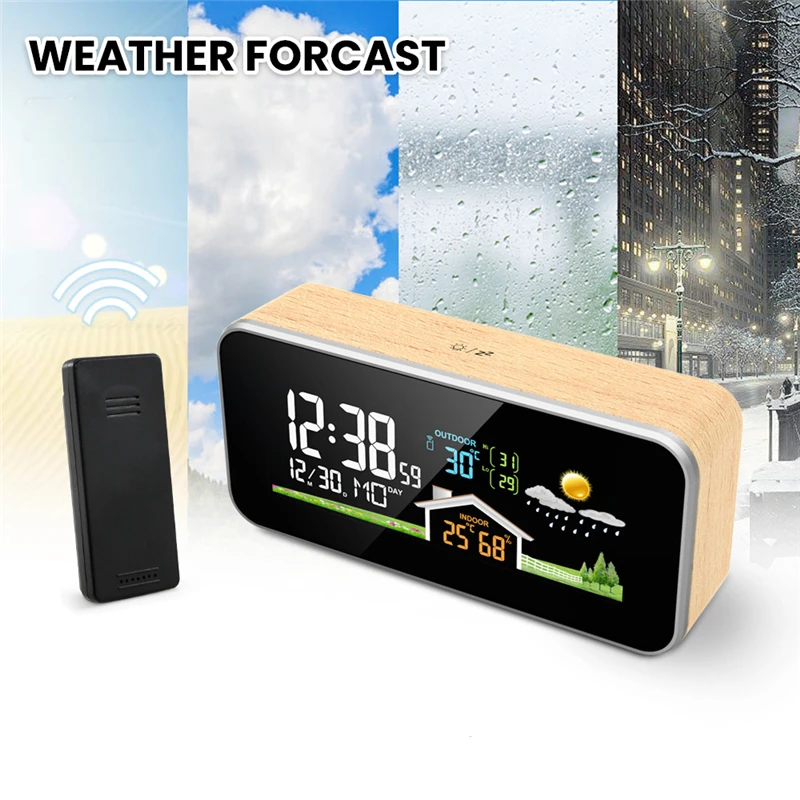 

Calendar Alarm Clock Weather Station Digital Display Thermometer Humidity Forecast Station DCF Radio Control Home Decoration