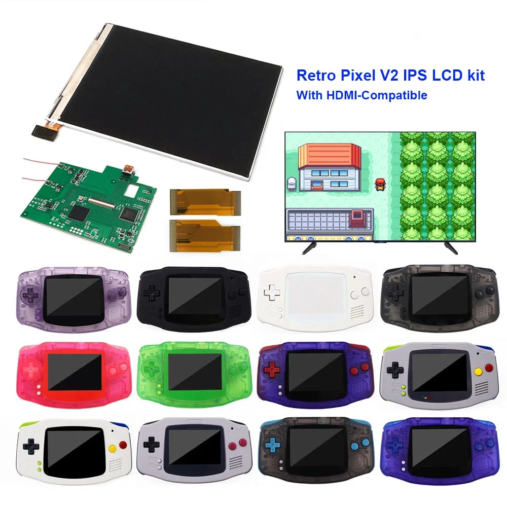 

2023 GBA IPS V2 LCD Kits With HDMI-Compatible Output Retro Pixel Mode 10 Levels Brightness For Gameboy Advance GBA Console