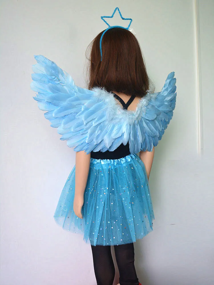 

Женский костюм ангела для косплея, повязка на голову с крыльями и перьями, звездная юбка, украшение для вечерние ринки, дня рождения, свадьбы, Рождества
