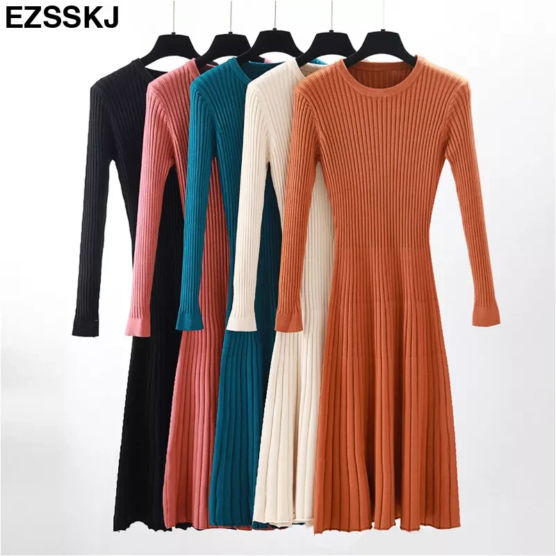elegant Long sleeve OL O-neck long Sweater dress women Thick knit Autumn Winter dress female Slim A-line basic dress casual
elegant Long sleeve OL O-neck long Sweater dress women Thick knit Autumn Winter dress female Slim A-line basic dress casual