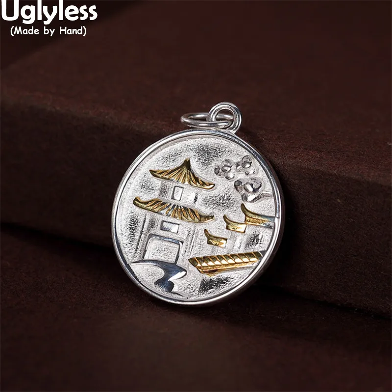 Uglyless China Chic Jiangnan Water Town Building Pendants Necklaces No Chains Vintage 925 Thai Silver Medal Necklaces 925 Silver 
Uglyless China Chic Jiangnan Water Town Building Pendants Necklaces No Chains Vintage 925 Thai Silver Medal Necklaces 925 Silver
