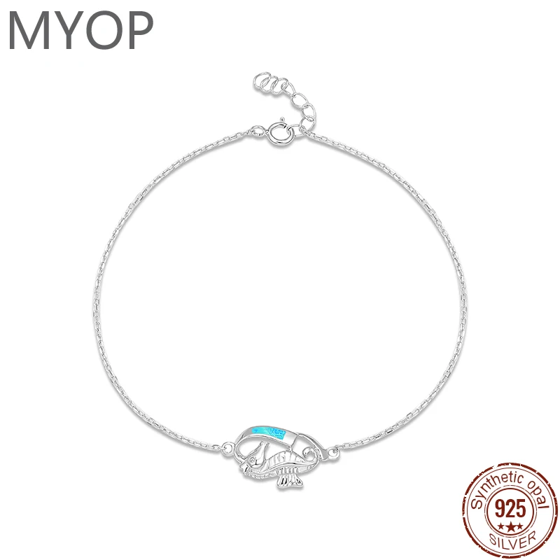 

MYOP 925 Silver Gift Synthetic OPAL Seahorse Bracelet, minimalist single item knowledge exquisite senior crisp sense