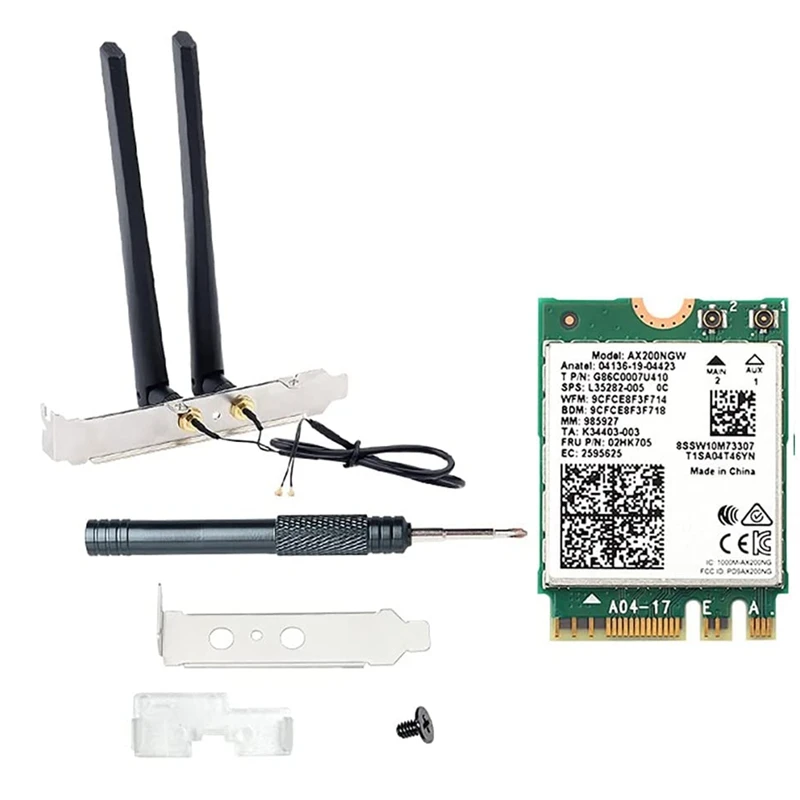 Wireless Wifi 6 AX200NGW M.2 Desktop Kit Network Card Adapter 3000Mbps Dual Band BT5.1 NGFF 2230 Wifi Card
Wireless Wifi 6 AX200NGW M.2 Desktop Kit Network Card Adapter 3000Mbps Dual Band BT5.1 NGFF 2230 Wifi Card