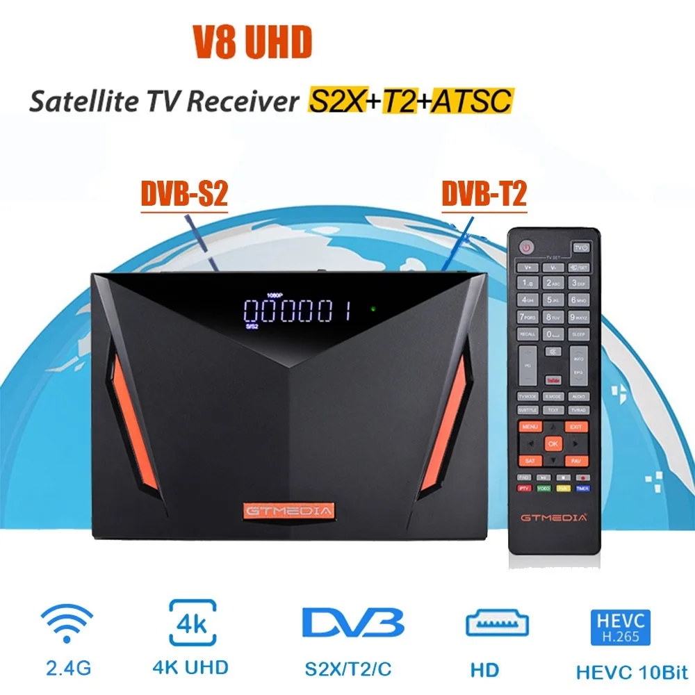

. Спутниковый ресивер V8 UHD 4k DVB S2 встроенный wifi Поддержка H.265 DVB-S/S2/S2X + T/T2/Cable/ATSC-C/1SDBT VS v8 finder 2 pro