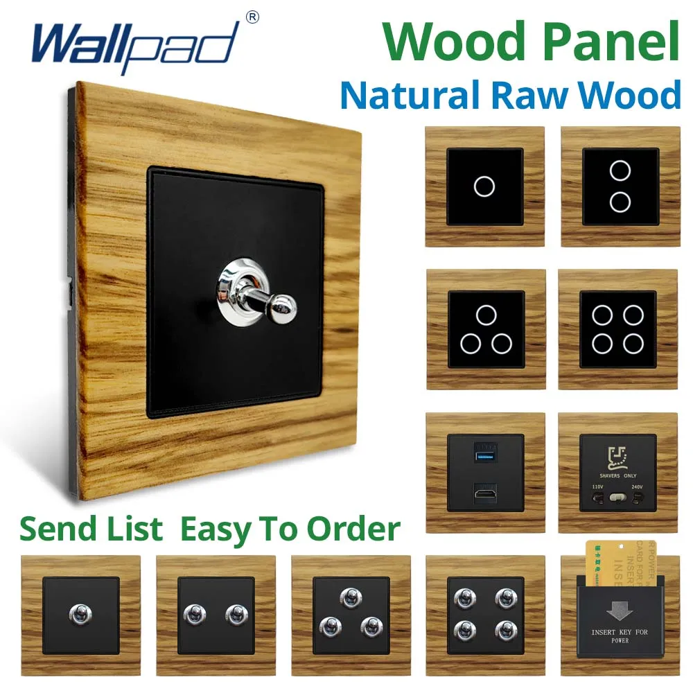 Wallpad 1/2/3/4 Gang Touch Sensor Switch With LED Wall Light Electrical Outlets Natural Wood Panel Toggle Button HDMI USB3.0 
Wallpad 1/2/3/4 Gang Touch Sensor Switch With LED Wall Light Electrical Outlets Natural Wood Panel Toggle Button HDMI USB3.0