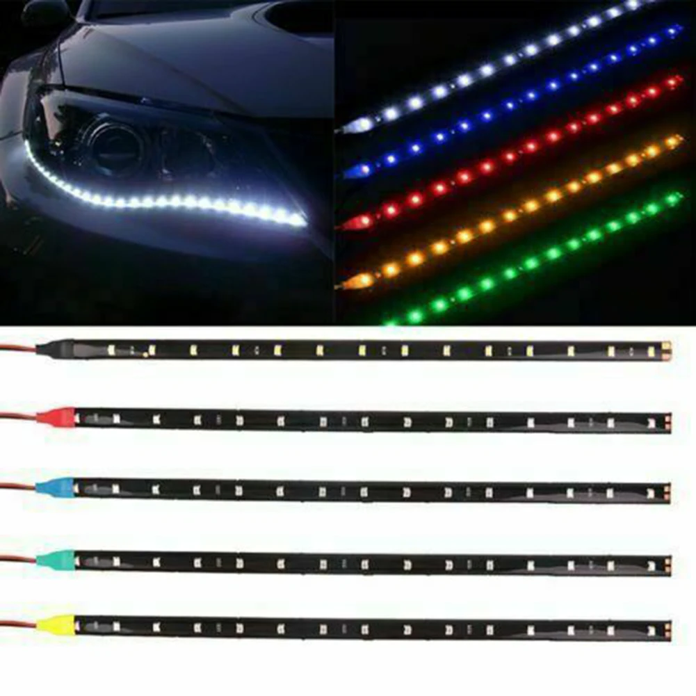 

Гибкая светодиодная лента, 1 шт, освещение 30 см, 15SMD, 12 В постоянного тока, автомобильная светодиодная лента, зеленая, водонепроницаемая, белая, красная, синяя, желтая, зеленая