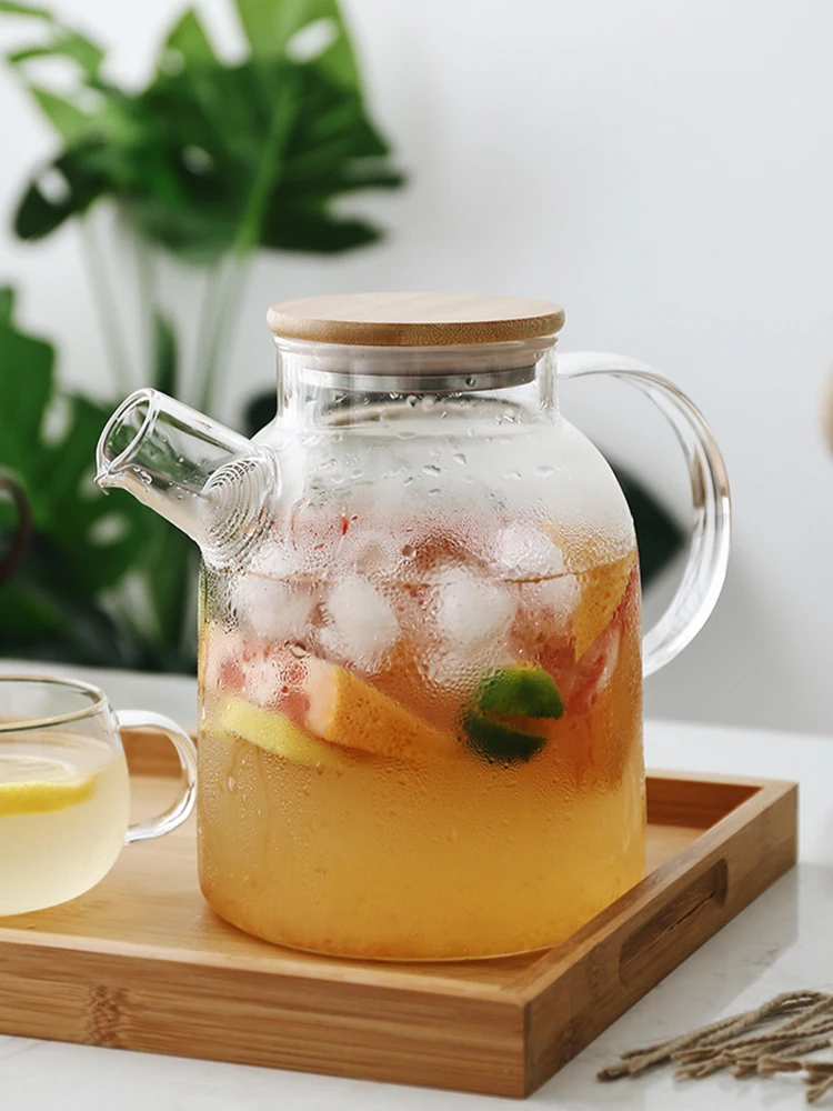 

Стеклянный чайник для холодной воды, термостойкий высокотемпературный чайник, чайник для фруктов и цветов, чашка для холодильника, бытовой чайник для охлаждения воды