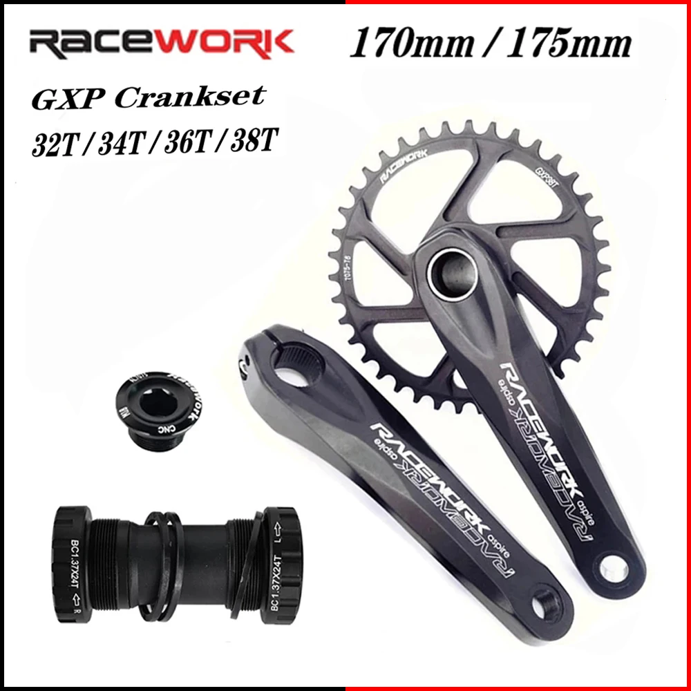 RACEWORK GXP Crankset 170MM 175MM Bicycle Chainring 32T 34T 36T 38T Bike MTB Crown Compatible MTB Hollow Integrated fire Crank
RACEWORK GXP Crankset 170MM 175MM Bicycle Chainring 32T 34T 36T 38T Bike MTB Crown Compatible MTB Hollow Integrated fire Crank