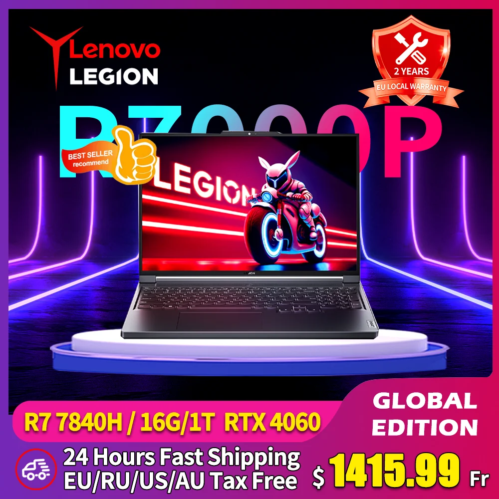 

Lenovo Legion R7000P 2023 Esports Gaming Laptop AMD Ryzen7 7840H 16inch 16G/32G RAM 1T/2T SSD RTX4060 2.5K 165Hz Game Notebook