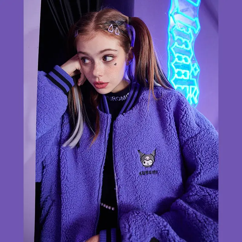 Cute Cartoon Kuromi Sanrio Purple Lambswool Baseball Jersey Female Loose Jacket Jacket Thickened Comfortable and Warm
Cute Cartoon Kuromi Sanrio Purple Lambswool Baseball Jersey Female Loose Jacket Jacket Thickened Comfortable and Warm