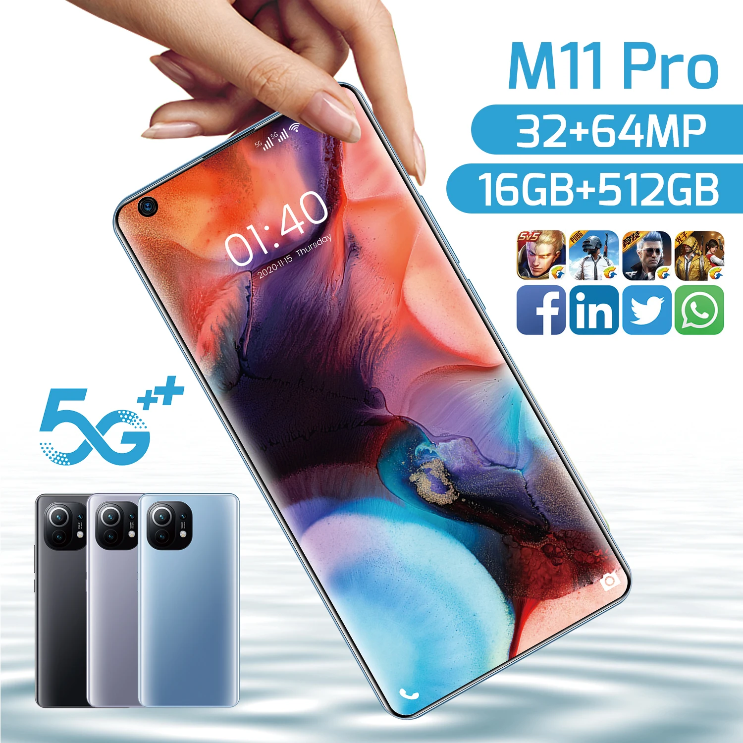 M11 Pro Smartphone Android11 16GB 512GB Cell phone 7.3inch Unlocked Mobile Phones Celulares smartphones Global Version 5G Phone
M11 Pro Smartphone Android11 16GB 512GB Cell phone 7.3inch Unlocked Mobile Phones Celulares smartphones Global Version 5G Phone