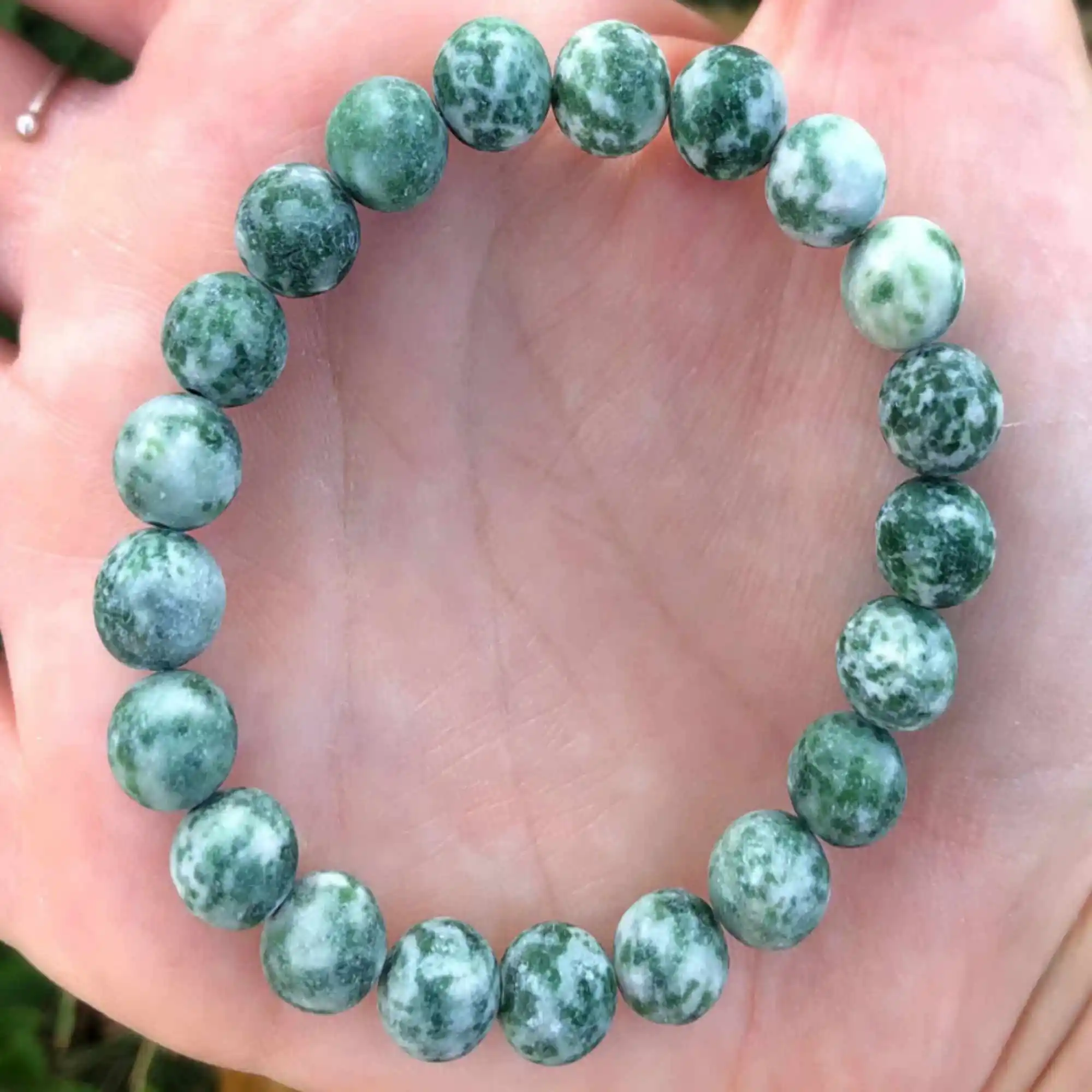 8mm Natural green spot jasper gemstone beads Bracelet Handmade Dark Matter Classic Easter Cuff Taseel Gift Chakra Souvenir
8mm Natural green spot jasper gemstone beads Bracelet Handmade Dark Matter Classic Easter Cuff Taseel Gift Chakra Souvenir