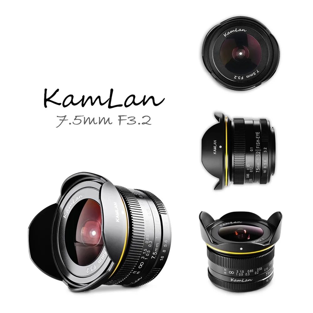 Kamlan 7.5mm F3.2 Large Aperture Wide Angle Fisheye Fixed Focus Mirrorless Camera Lens M43-mount For Olympus APS-C Camera
Kamlan 7.5mm F3.2 Large Aperture Wide Angle Fisheye Fixed Focus Mirrorless Camera Lens M43-mount For Olympus APS-C Camera