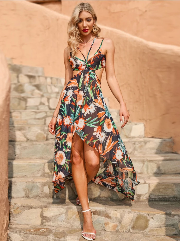 2022 Summer Suspender V-neck Dress Fashion Backless Print Mid-waist Dress Bohemian Wind Holiday Beach Dress Dresses for Women
2022 Summer Suspender V-neck Dress Fashion Backless Print Mid-waist Dress Bohemian Wind Holiday Beach Dress Dresses for Women