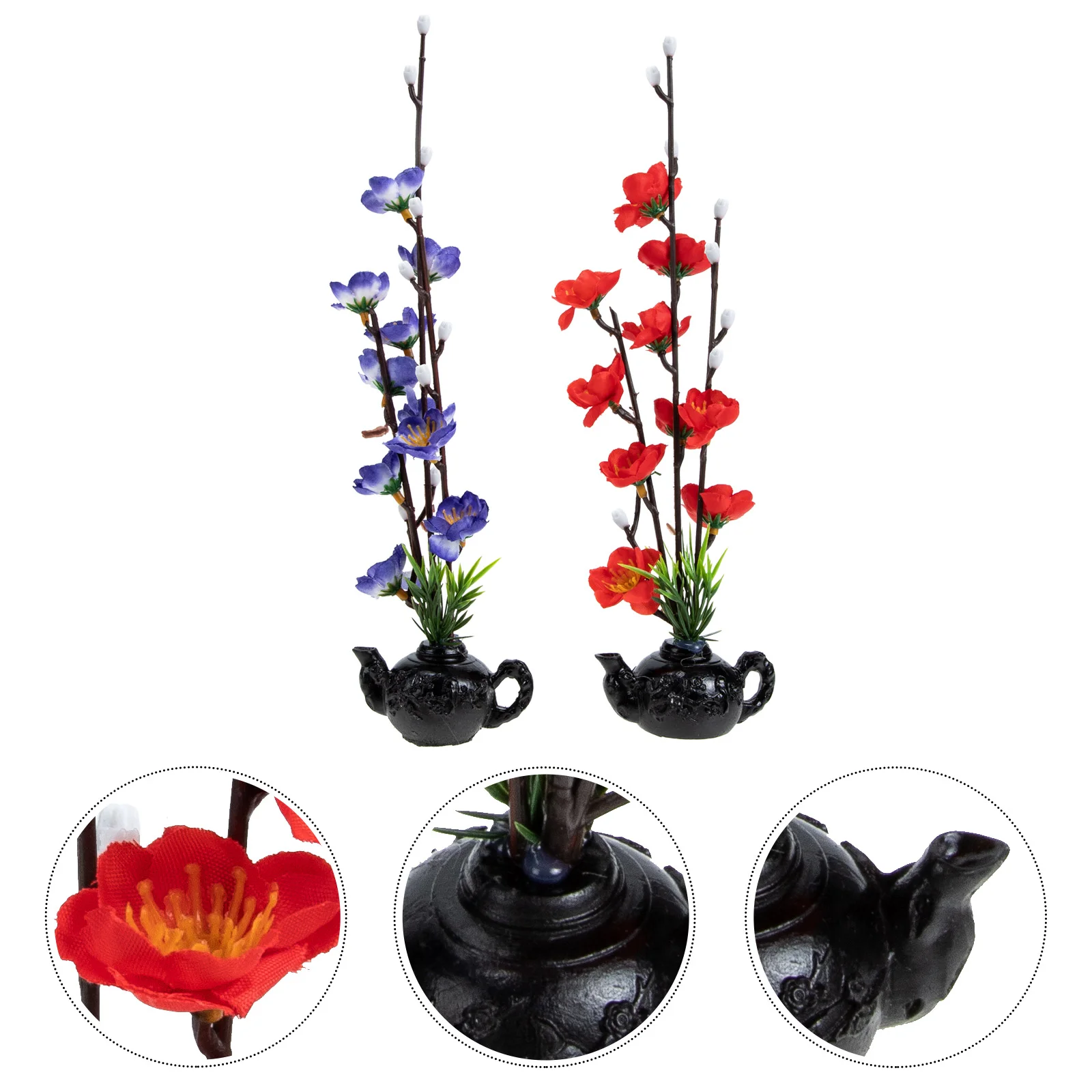 

2 Pcs Decoration Sashimi Plate Flower Adornment Plants Indoor Sushi DIY Ornament Cold Dish Artificial Hotel