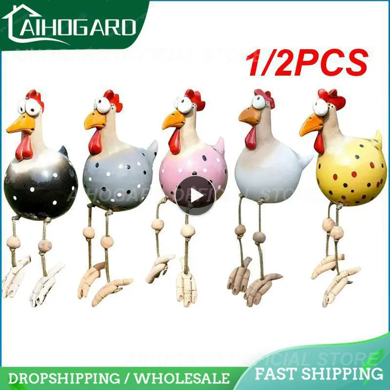 

1/2PCS Big-eyed Chicken Creative Sculptures Garden Supplies Long Feet Decor Statue Craft Handicraft Waterproof for Outdoor