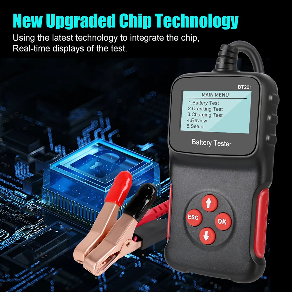 12V Car Battery Tester Multi-Function 100-2000 CCA Support 6 Languages BT201 Cranking Charging Circut Test
12V Car Battery Tester Multi-Function 100-2000 CCA Support 6 Languages BT201 Cranking Charging Circut Test
