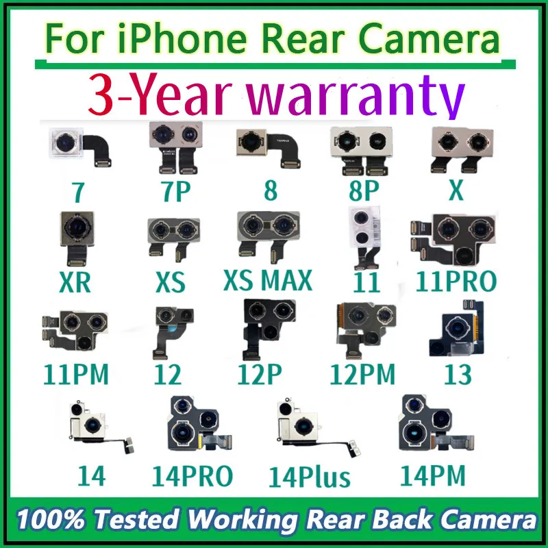 100% протестированная Разобранная задняя камера для X XS XR XSMAX 11 12PRO 13 14 PRO MAX замена