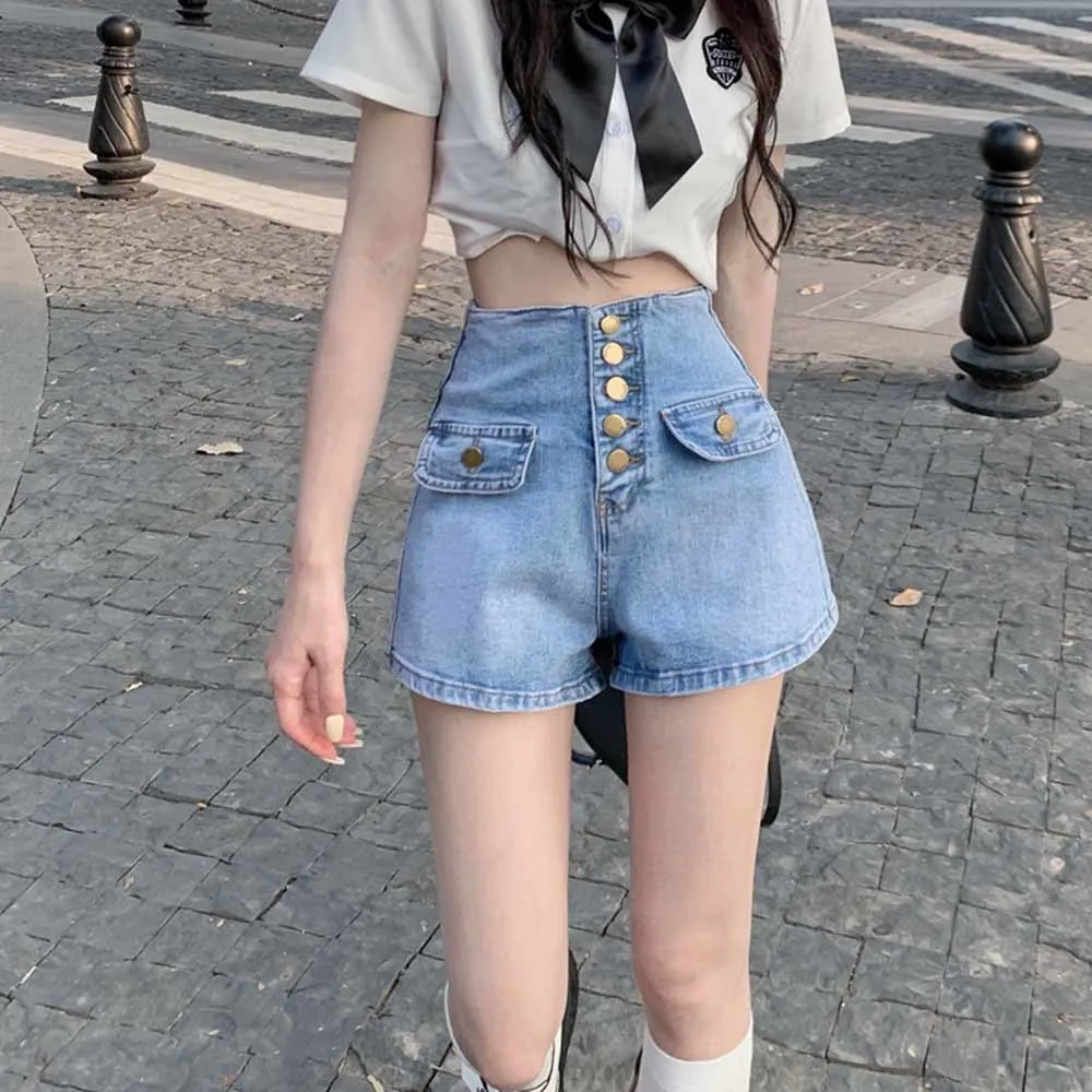Jeans Female 2022 Summer New Single-breasted Korean High Waist Design Tight Fit Bag Hip Wide Leg Women Shorts
Jeans Female 2022 Summer New Single-breasted Korean High Waist Design Tight Fit Bag Hip Wide Leg Women Shorts
