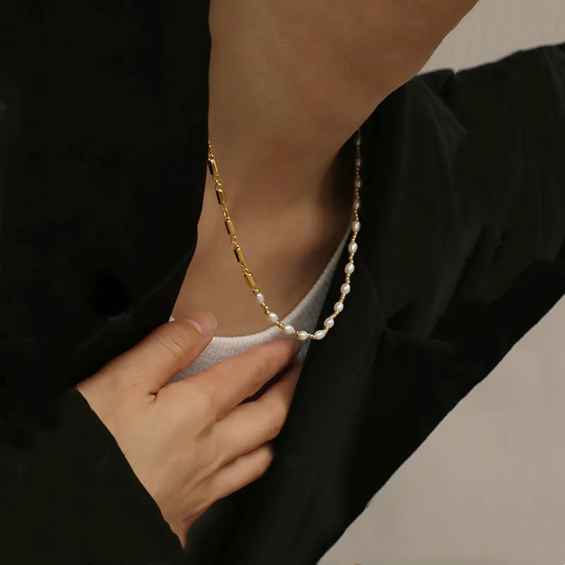18K Half Beads Half Natural Freshwater Pearl Necklace Women Jewelry Punk Designer Runway Gown Boho Japan Korean
18K Half Beads Half Natural Freshwater Pearl Necklace Women Jewelry Punk Designer Runway Gown Boho Japan Korean
