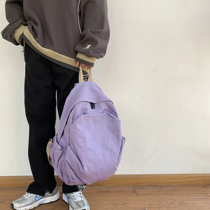 Solid Color Zipper School Bag Female Korean Version High School Student Canvas Large Capacity Backpack Casual Bag
Solid Color Zipper School Bag Female Korean Version High School Student Canvas Large Capacity Backpack Casual Bag