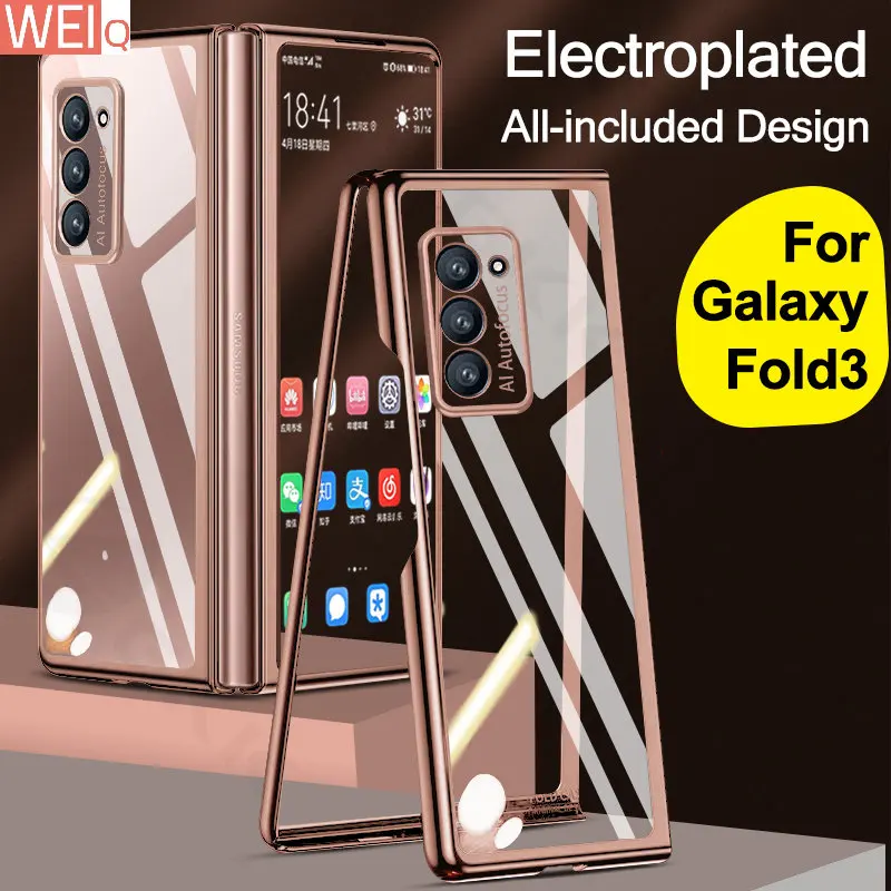 Transparent HD Plating Frame Cover for Samsung Galaxy Z Fold 3 Front Tempered Glass S Pen Slot Hard Case Galaxy Z Fold3 ZFOLD3
Transparent HD Plating Frame Cover for Samsung Galaxy Z Fold 3 Front Tempered Glass S Pen Slot Hard Case Galaxy Z Fold3 ZFOLD3