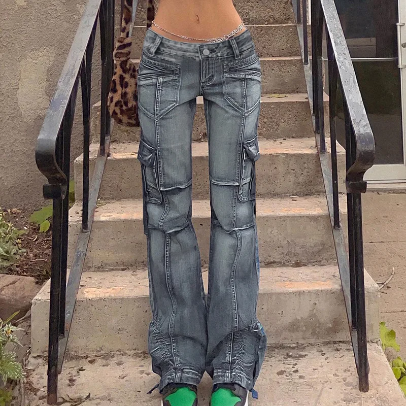 Vintage Jeans High Waisted Pockets Trousers Baggy Casual Fashion Denim Cargo Pants Women Straight Hot Korean Jeans 90s
Vintage Jeans High Waisted Pockets Trousers Baggy Casual Fashion Denim Cargo Pants Women Straight Hot Korean Jeans 90s